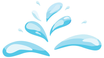 A dynamic illustration of water droplets splashing upwards, capturing a sense of freshness and movement. The droplets are depicted in shades of blue.