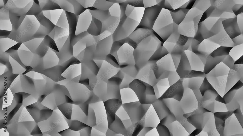 Poster dynamic morphing abstract geometric surface with undulating low-poly shapes in monochrome