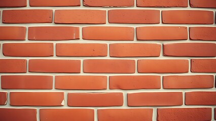 Fototapeta premium Close-up view of a textured red brick wall with warm vintage tones and even lighting.