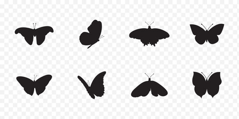 butterflies Flying silhouette black set, Flaying butterflies vector collection .  eps 10