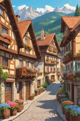 Obraz premium houses in the village