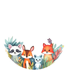 little wild animals cartoon vector decorative element with white area for insertion