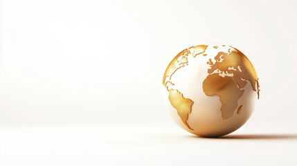 Globe featuring golden map design, symbolizing global finance and data analysis, stands isolated against white background