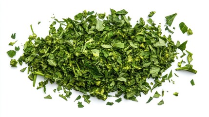 Obraz premium Close-up of Chopped Fresh Green Leaves for Culinary Use