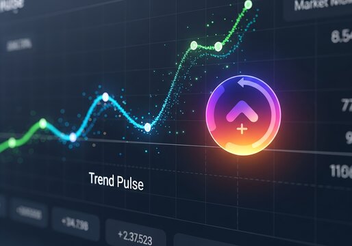 A digital illustration of a stock market graph showing an upward trend with a glowing circle icon, symbolizing positive growth and financial success in a futuristic vector design. - Powered by Adobe