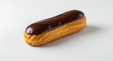 Delicious Chocolate Eclair Pastry on a White Background for Pastry Shop