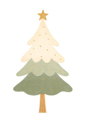 Watercolor Christmas Tree Illustration, Festive Holiday Decoration Isolated on White Background