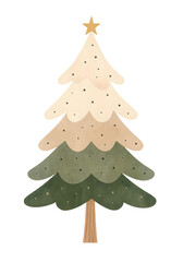 Watercolor Christmas Tree Illustration, Festive Holiday Decoration Isolated on White Background