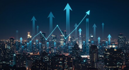 Obraz premium City Growth Nighttime Financial Success
