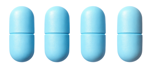 Four light-blue oblong pills, each with a visible dividing line