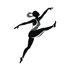 Abstract Silhouette Of Girl Practice Gymnastics Vector Illustration on white background.
