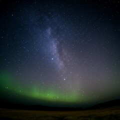 Milky Way and Northern Lights in Night Sky