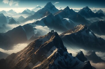 Majestic Mountain Range Above the Clouds