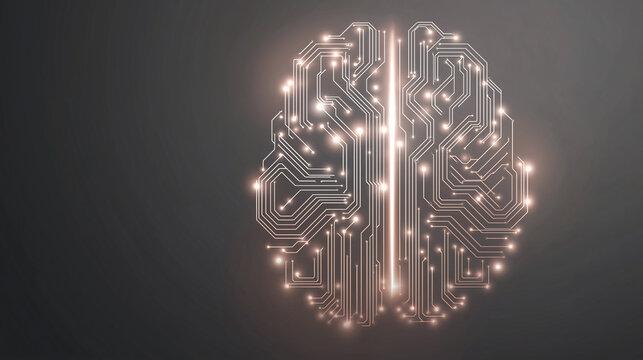 Artificial Intelligence Brain Circuit Illustration - Powered by Adobe