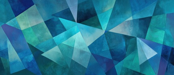 Obraz premium Abstract Blue Geometric Mosaic with Watercolor Texture