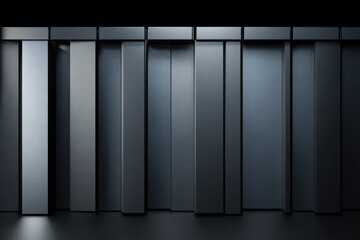 Dark, geometric wall panels in a minimalist setting