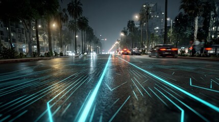 Obraz premium Projected navigation arrows on urban streets