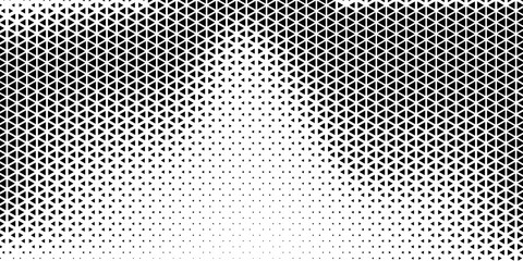 Abstract geometric black and white graphic design print halftone triangle pattern. Geometric black and white pattern.