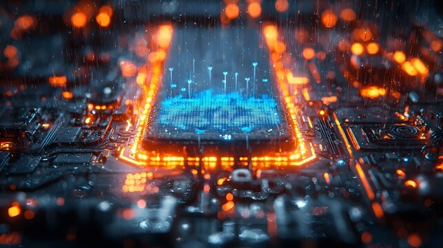 Glowing neon blue progress bar loading on a dark interface