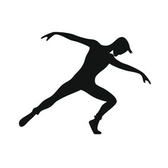 Abstract Silhouette Of Girl Practice Gymnastics Vector Illustration on white background.