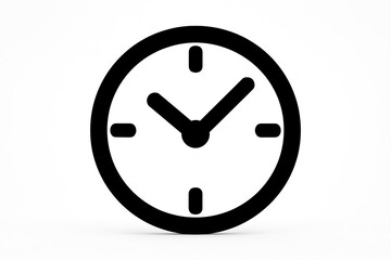 Simple black and white icon of an analog clock face showing a specific time