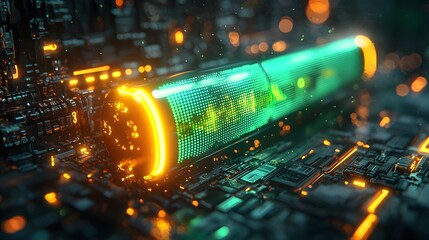 Neon progress bar with futuristic loading concept