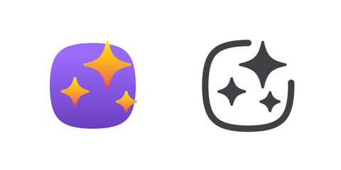 Set of generative AI icons. Creativity and generate a prompt AI application symbol. Magic sparkle star. AI assistant chatbot. Web user interface for UI UX design. Vector illustration.