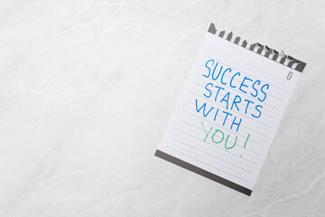 Inspirational Quote “Success Starts With You” for Motivation and Self Growth