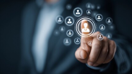 Digital interaction with user network representation in a professional setting focused on connectivity and technology advancements