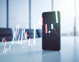 Modern smartphone displaying stock market charts