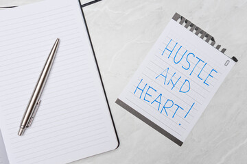 Motivational Quote “Hustle and Heart” for Success and Inspiration