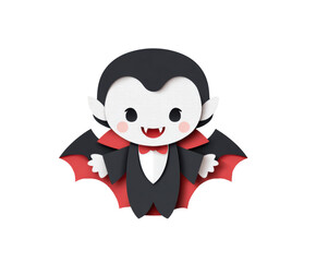 Fototapeta premium Cute cartoon vampire for Halloween parties and decor on a transparent background, cut out
