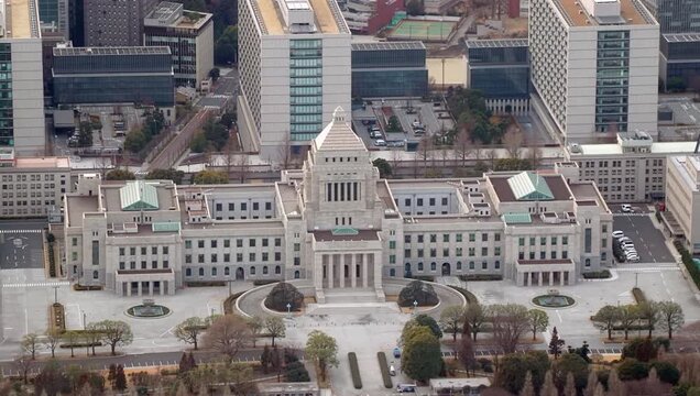 国会議事堂の空撮映像・日本の政治のイメージ