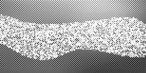 Halftone gradient. Dotted gradient, smooth dots spraying and halftones dot background seamless horizontal geometric pattern vector template set.