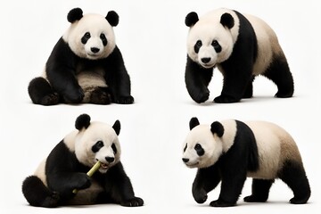 Fototapeta premium Giant panda isolated on white background. Wild animal, wildlife, biodiversity, and ecological protection