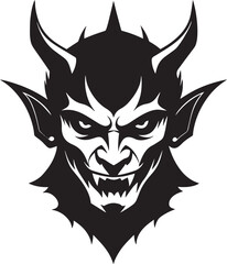 Devil Face Silhouette Vector – Spooky Horned Demon Head Silhouette Clipart
