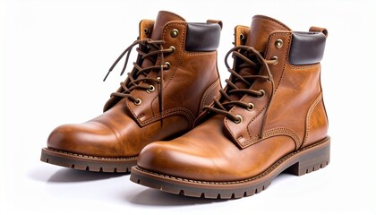 brown pair of shoe on white 