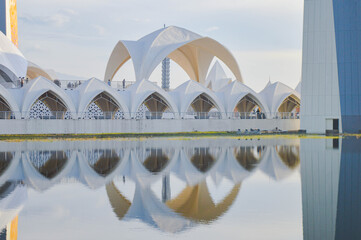 Al Jabbar Grand Mosque Reflected on Lake in Bandung, West Java, Indonesia