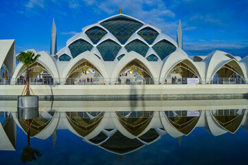 Al Jabbar Grand Mosque Reflected on Lake in Bandung, West Java, Indonesia