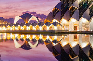 Al Jabbar Grand Mosque Reflected on Lake in Bandung, West Java, Indonesia