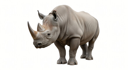 Obraz premium Rhino on White: Majestic Wildlife Portrait