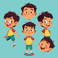 Cartoon Boy Poses: Diverse Expressions & Actions for Animation & Design