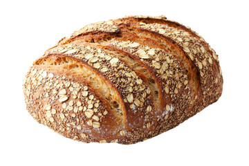 Artisan bread loaf with oats isolated on transparent background