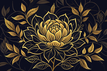 Golden Flower with Leaves