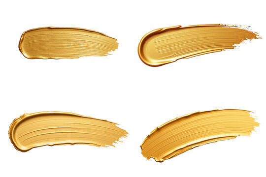 Golden paint strokes artistic texture abstract design creative background shiny finish vibrant color artistic elements paint swatches decorative