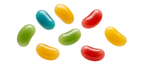 colorful jelly beans, isolated on transparent cutout background, cut out, png