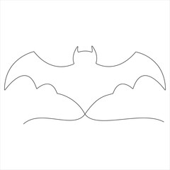 One line continuous bat drawing of halloween concept poster outline vector illustration