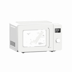 Obraz premium Clean White Microwave Illustration with Digital Display and Simple Knob Design for Kitchen Appliance Concept illustration
