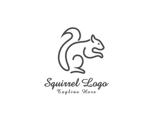 Minimalist line art squirrel logo design for branding and identity