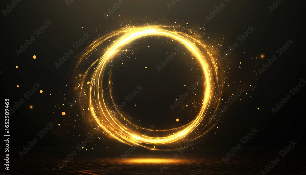 Poster create a stunning gold circle light effect graphic for your design with magic touch. catch attention